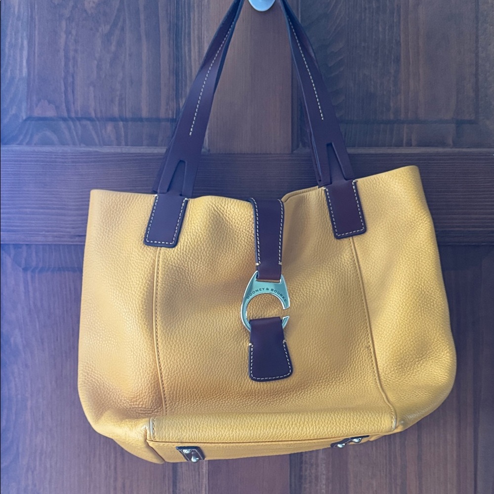Dooney & Bourke Yellow Tote with Brown Straps